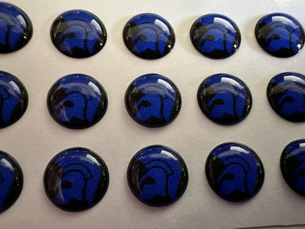 Trojan Head Blue And Black Background Hankie Pin 10MM